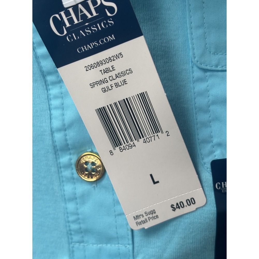 Chaps Classics Polo Shirt Womens Large Blue Gulf Button Pockets Spring Casual - Picture 4 of 13